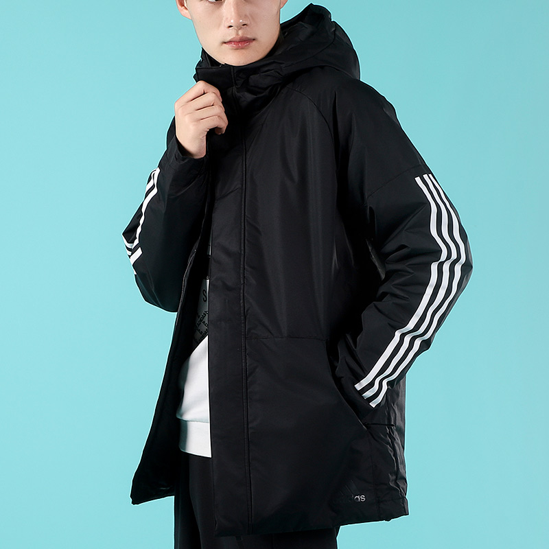 中长款连帽棉服阿迪达斯潮流男装秋冬季新款运动棉衣棉袄上衣外套