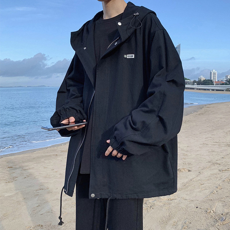 很仙的上衣男痞帅连帽休闲夹克外套2022春季新款潮流百搭港风衣服