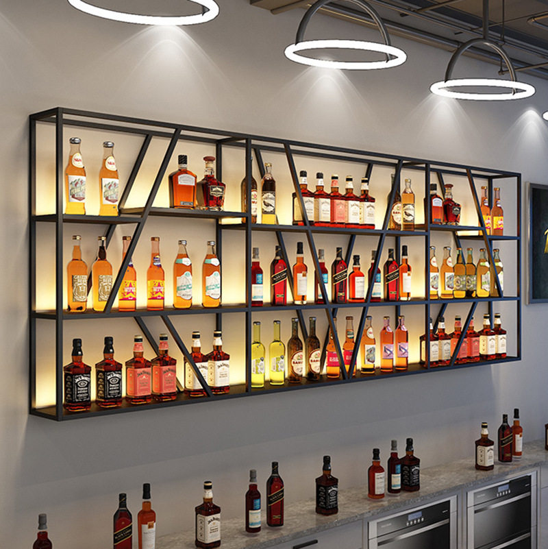 酒吧清吧酒架壁挂酒柜墙上葡萄酒置物架餐厅ktv吧台铁艺红酒架子