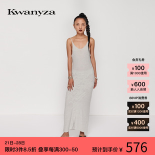 素然Kwanyza  早春女士时尚休闲柔软提花针织吊带连衣裙