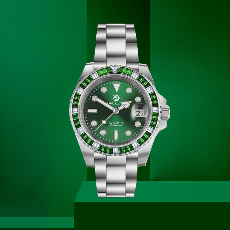 dalkomm官方手表男士款正品绿水鬼全自动机械名牌镶钻防水手表男