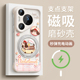 适用华为pura80pro+手机壳女款p70pro保护套磨砂无边框magsafe磁吸带支架ultra透明轻薄p80por卡通腊肠狗外壳