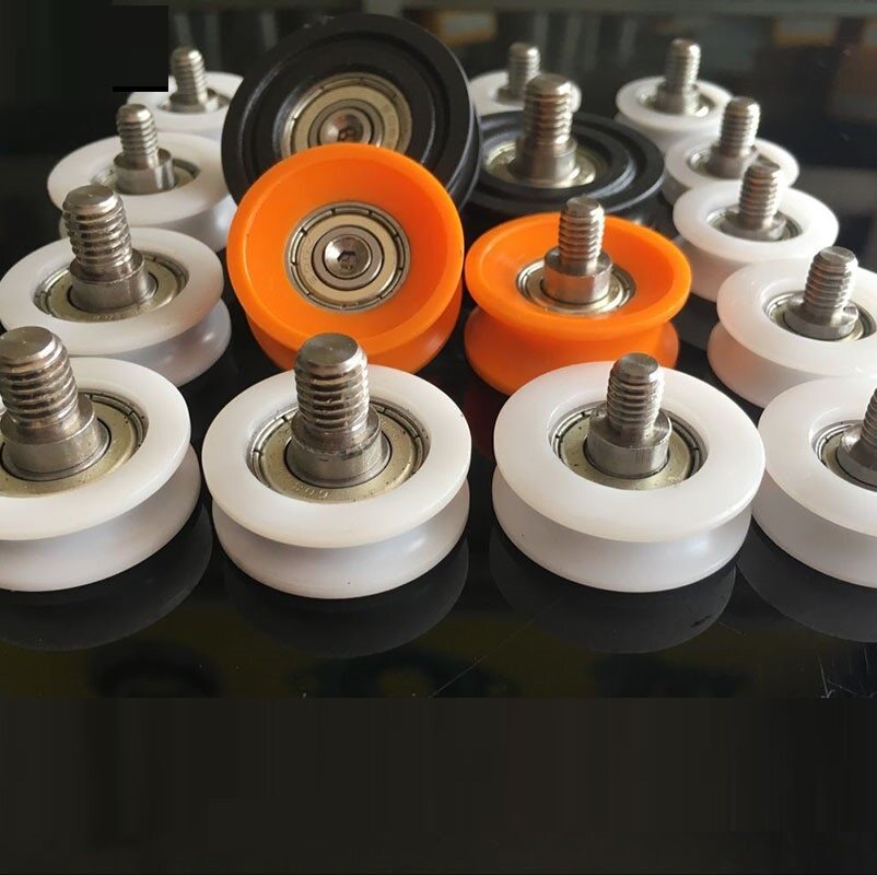 轴承带槽轮承重小号滑轮尼龙家用u型625小导轮滚动塑料老式滚轮