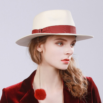 帽仕汇 帽子女冬天羊毛呢礼帽英式复古中性毡帽时尚挂饰爵士帽