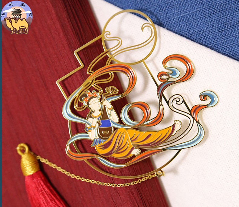 敦煌文创金属黄铜镂空飞天书签莫高窟复古中国风旅游纪念学生礼品