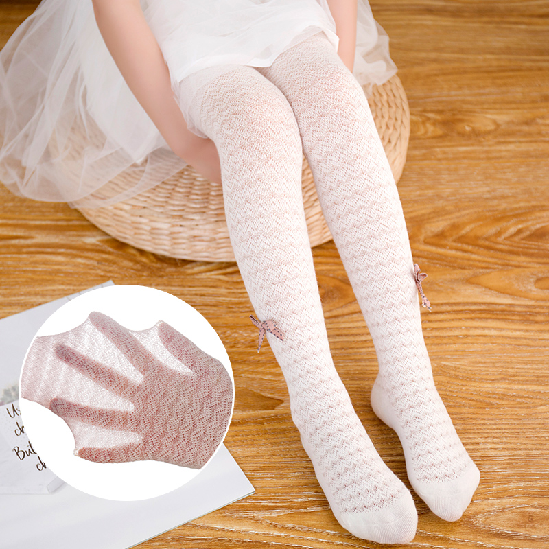 儿童连裤袜夏季薄款打底裤丝袜夏女童网眼白色舞蹈袜宝宝防蚊连体
