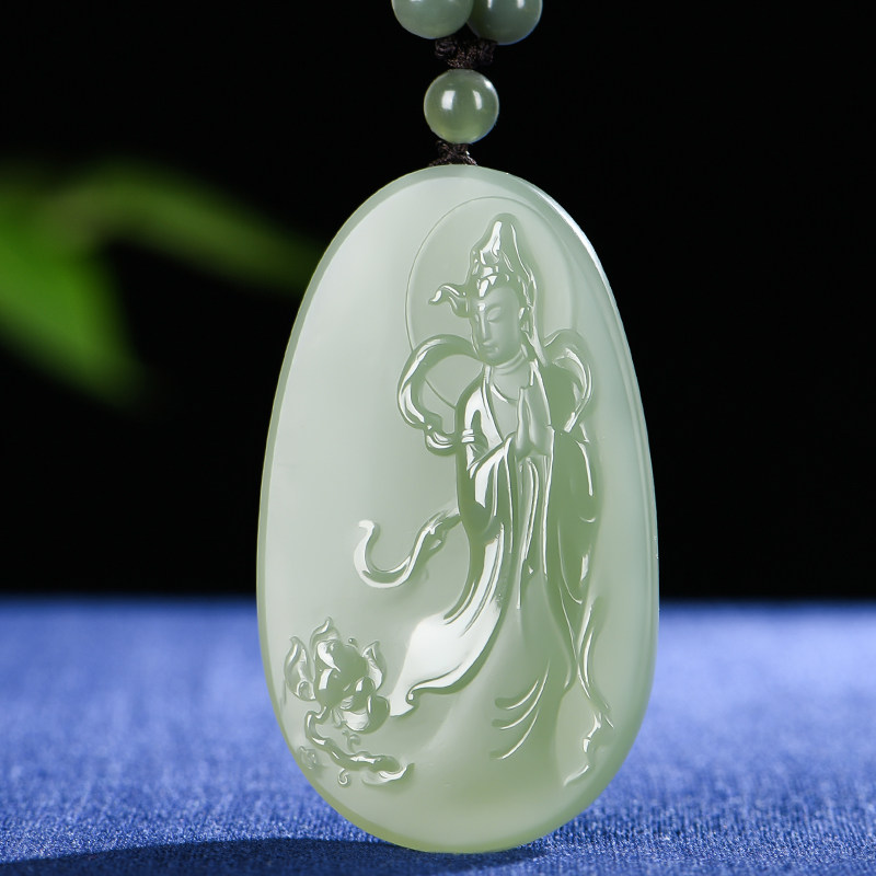 佳媛玉业和田玉浅清合掌观音玉吊坠 男女士款玉坠玉石玉牌玉佩