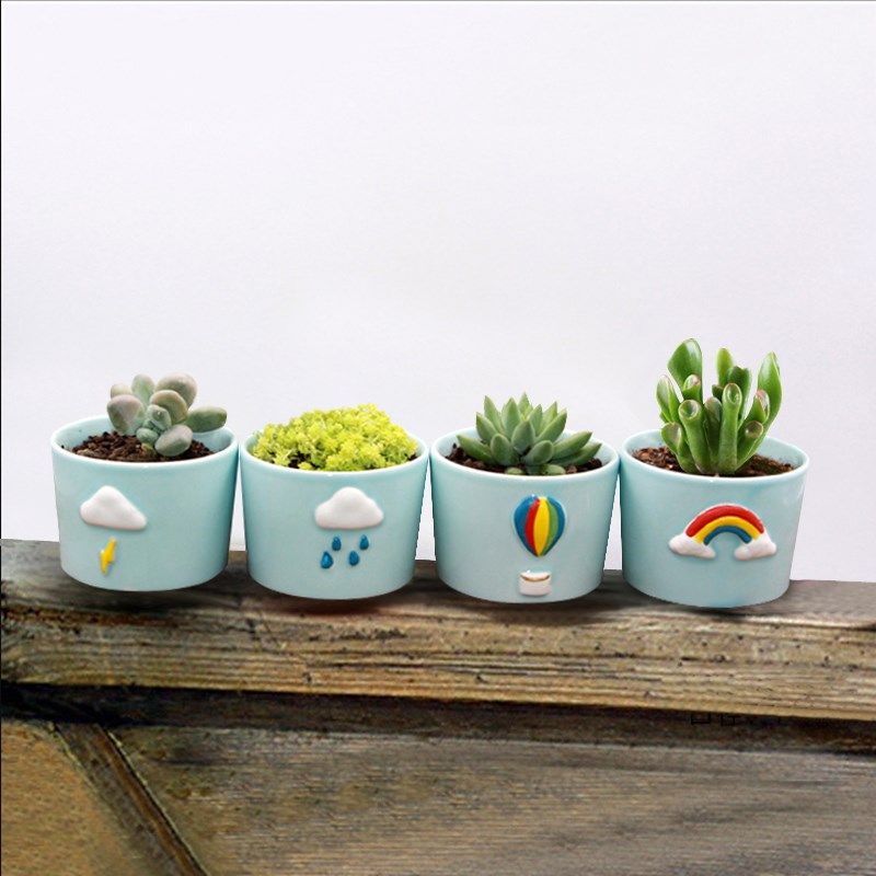 韩式多肉小花盆小号陶瓷卡通小清新创意个性可爱组合桌面盆栽礼物