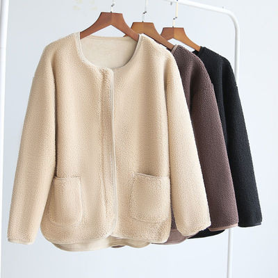 仿羊羔绒外套女潮ins秋季女2020年新款冬装宽松纯色百搭大码复古