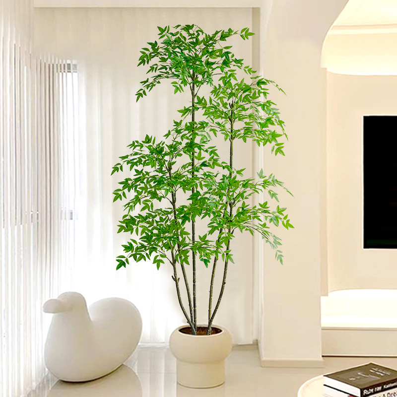 高级仿真绿植南天竹室内高端轻奢落地盆栽大型客厅植物装饰花假树