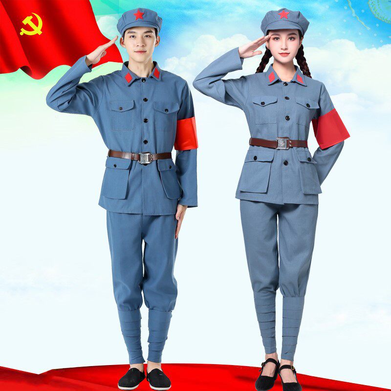 棉麻红军演出服八路军长征抗战怀旧老军装服装男女成人合唱舞蹈服