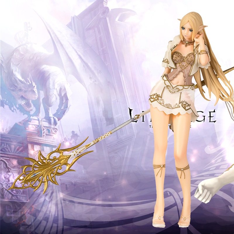 天堂2白精灵女法师战斗站姿gk手办二次元美少女现货游戏模型摆件