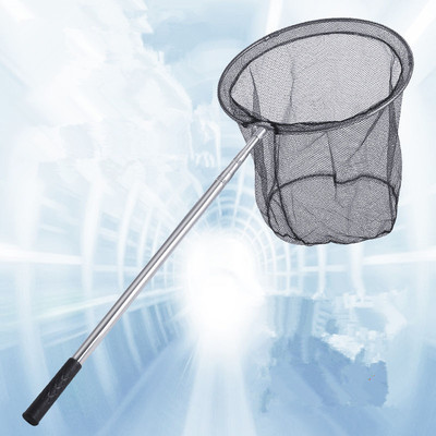 不锈钢抄网竿捞鱼网伸缩杆钓鱼捞网抄鱼竿操网可折叠网兜渔具用品