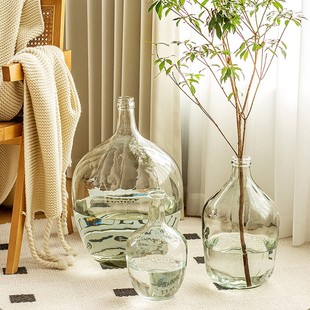 玻璃花瓶透明水培绿植马醉木吊钟专用落地大肚高级感摆件客厅插花