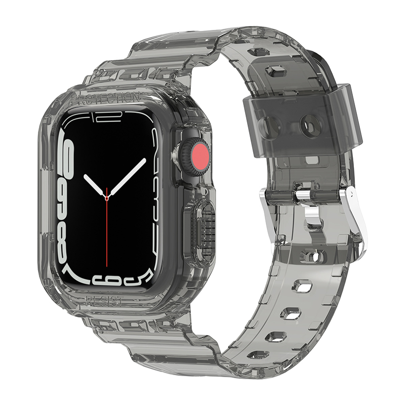 适用苹果s7手表apple watch9/8一体硅胶s5手表带iwatch7/6/se/3/5/4代冰川透明替换带s6智能s9配件运动男女款