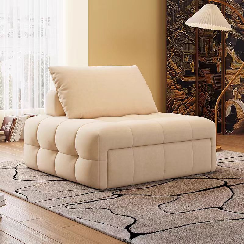 日式奶油风泡芙布艺沙发小户型客厅小沙发两用皮艺复古单人沙发床