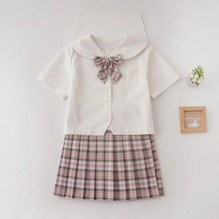 基础款jk制服水手服中间服札幌关西襟无本白夏服上衣学院风长短袖