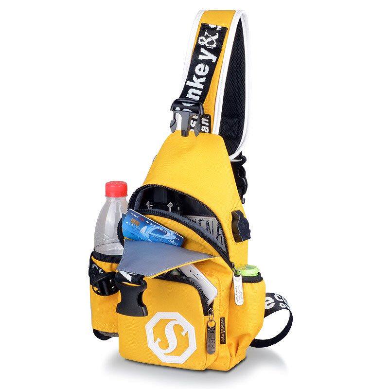 双肩两用胸包女韩版潮帆布单肩斜挎小包休闲骑行女式胸前背包防水