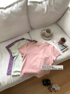 COOLLINE林子熙 Summer缤纷少女 4色纯棉对色私服小t恤正肩短袖夏