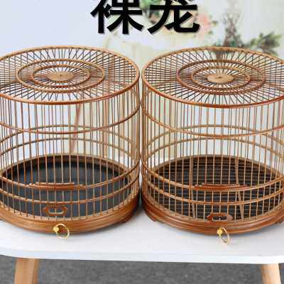绣眼黄鸟文鸟玉鸟柳莺竹鸟笼抽屉活底紫竹老竹竹皮抛光红子竹鸟笼