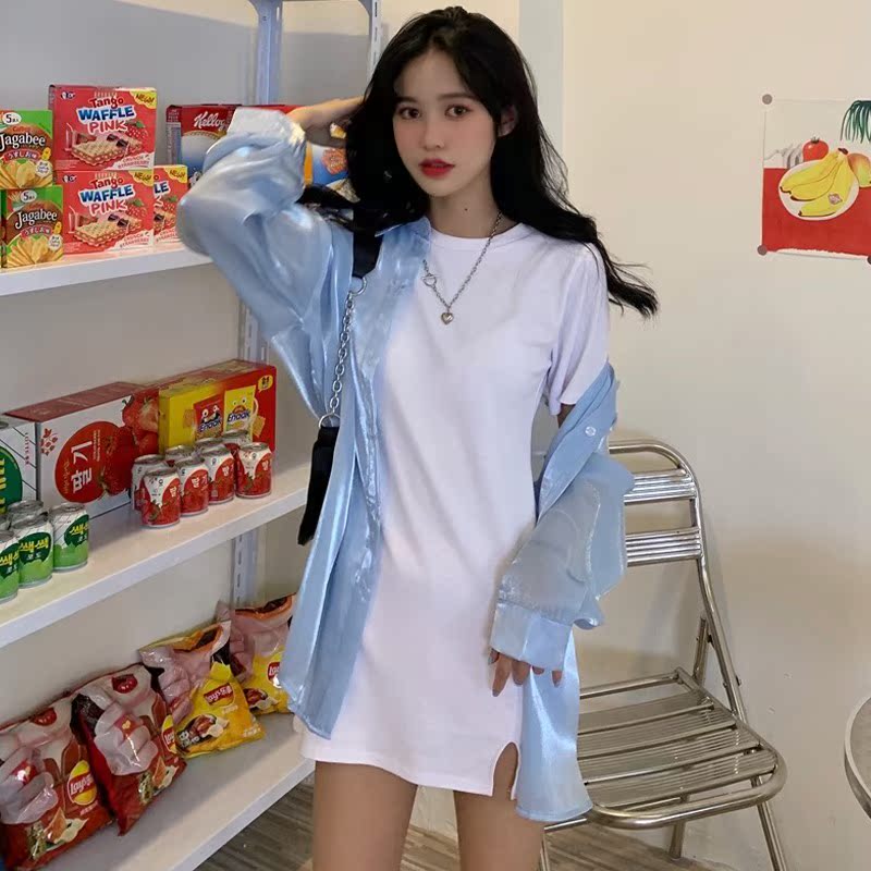 短袖t恤裙女2020年新款韩版性感修身开叉休闲中长款显瘦上衣ins潮|ruв категории плесень играть/Аниме/вокруг/cos/настольные игры, Косплей одежды/реквизит/услуги, Косплей женской одежды - от Buy2taobao.com для оказания профессиональной услуги покупки агента Taobao