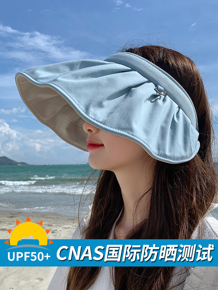帽子女夏季防紫外线遮阳帽大檐空顶韩国发箍贝壳帽沙滩遮脸太阳帽