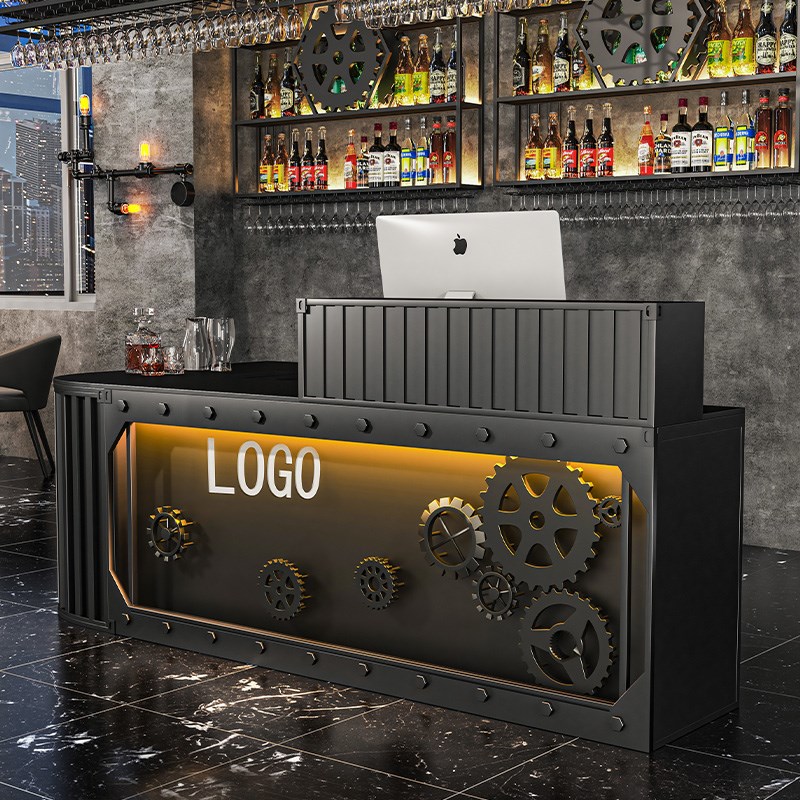 复古工业风收银台入户台球俱乐部柜台健身房剧本杀酒吧台转角前台