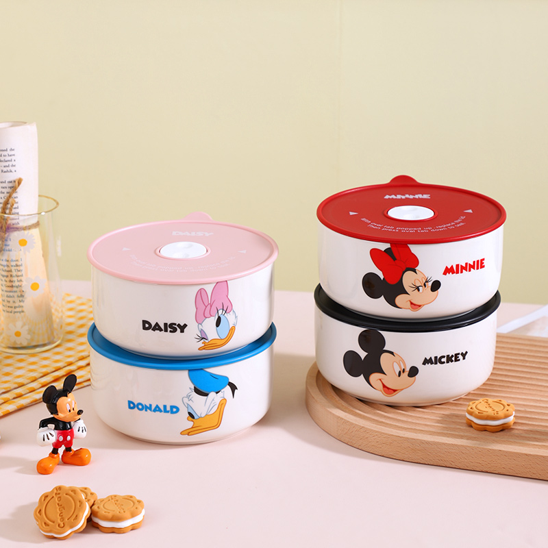 迪士尼三件套保鲜碗泡面碗带盖大中小（款式随机发货）