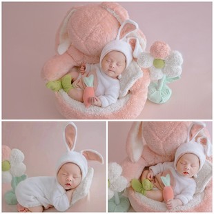 新生儿的摄影服装道具新年兔年婴儿拍照小兔子衣服影楼宝宝满月照