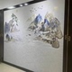 独绣新中式山水客厅沙发电视背景墙布溪山隐秀刺绣壁布无缝墙布