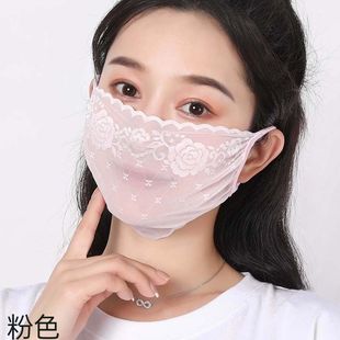 蕾丝网纱口罩女高颜值防晒2024新款夏季薄款透气薄纱易呼吸可水洗