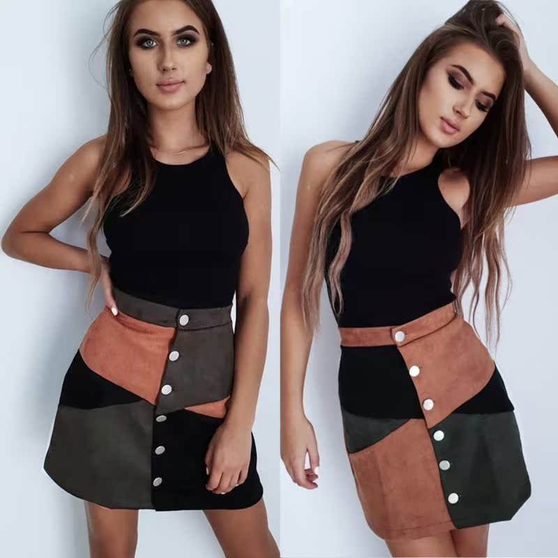 Suede women skirt Vintage button short skirts High waist在类目 女装/女士精品, 半身裙中 - 来自Buy2taobao.com提供专业的淘宝代购服务