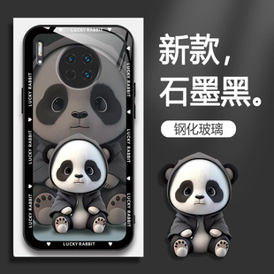 适用华为mate30pro手机壳LIO-AN00熊猫手机套的新款保护套防摔软壳硅胶玻璃男女款网红可爱情侣卡通超薄全包