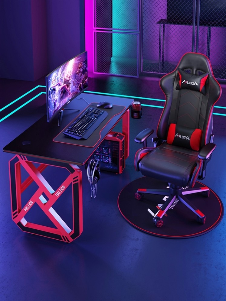 电脑台式桌科技感可放主机办公专用书桌租房卧室电竞桌家用简约