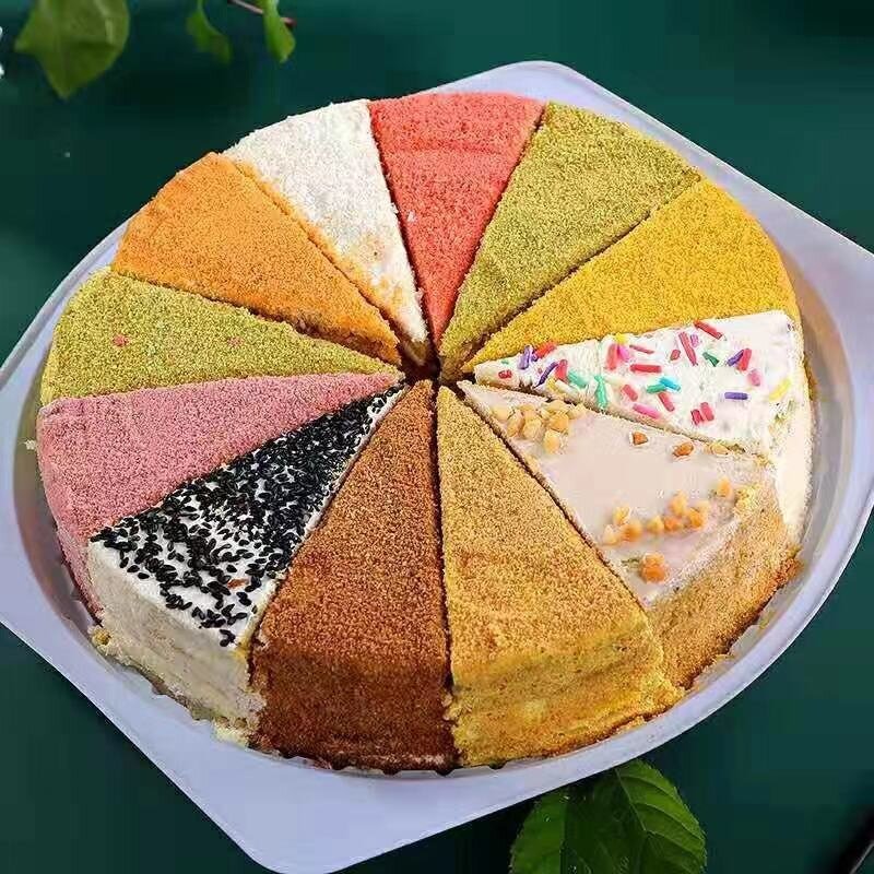 8拼千层蛋糕八拼甜点网红网红蜂蜜爆浆西式手工蜂蜜彩虹早餐风味