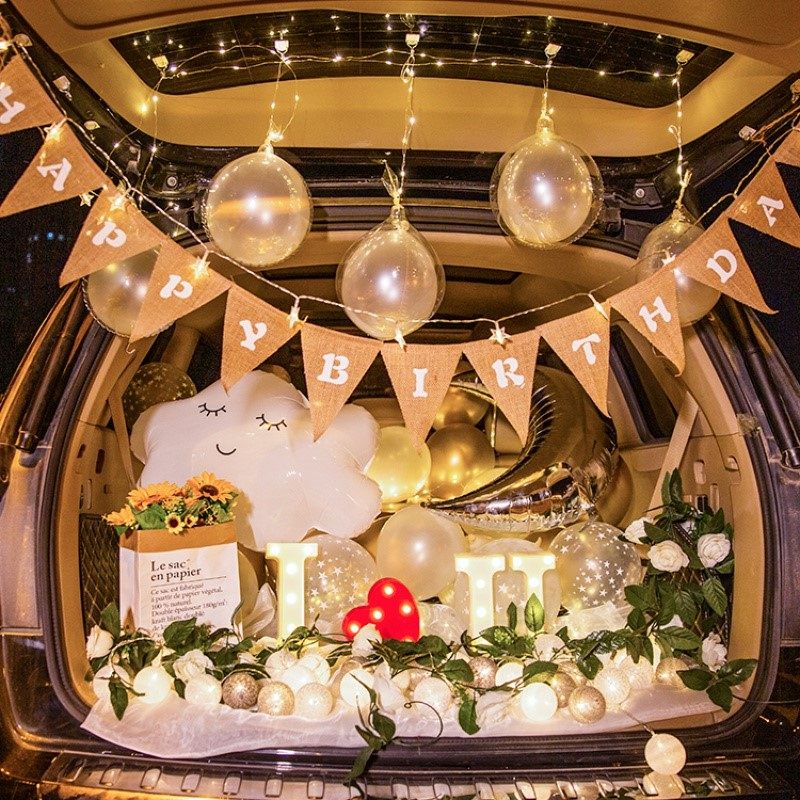 汽车后备箱情人节惊喜装饰求婚布置创意用品女儿女朋友生日表白汽