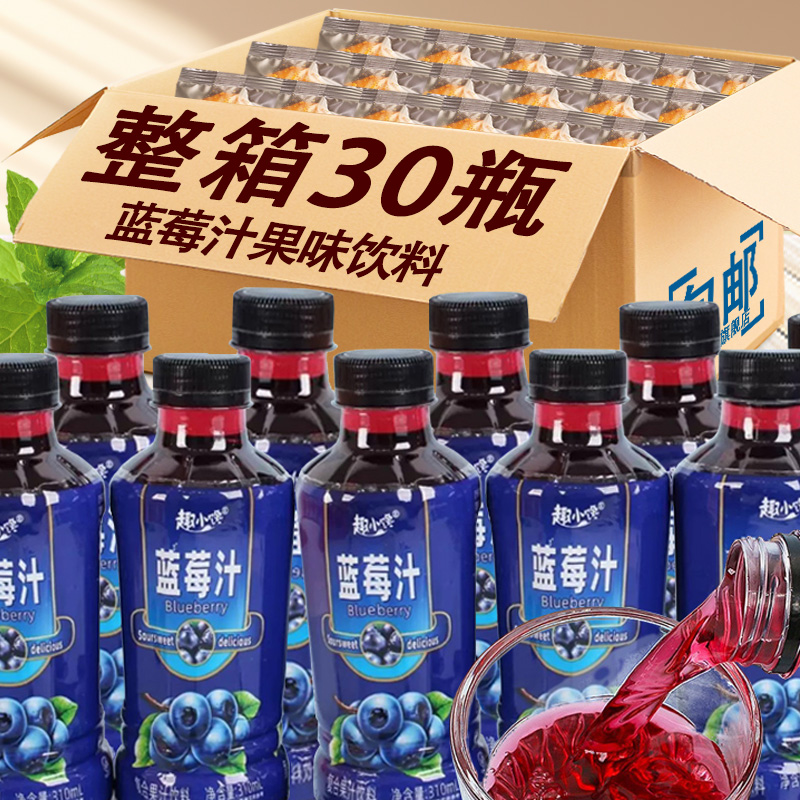 网红蓝莓汁果味饮料整箱310ml*30瓶爆款夏日饮品蓝莓口味饮料包邮