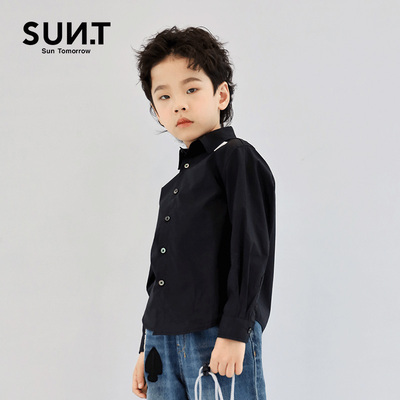 suntomorrow童装长袖儿童春秋中大休闲打底衬衣衬衫