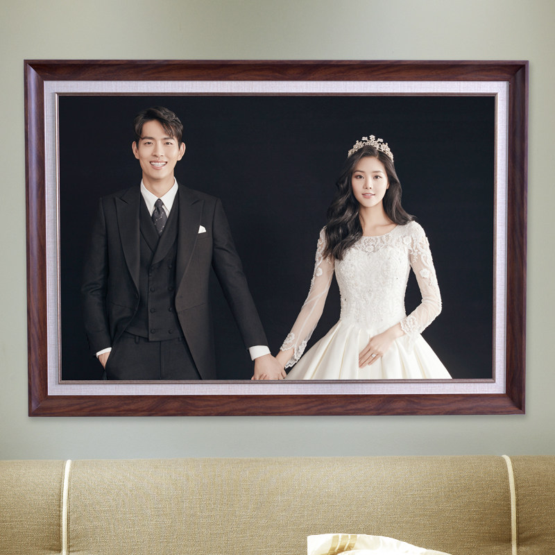 婚纱照放大挂墙相框定制卧室全家福结婚照片加洗打印装裱相框制作
