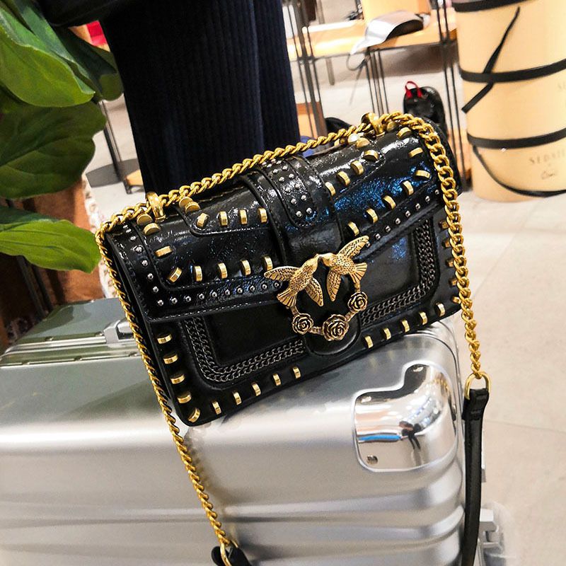 The package bag 2020 new pattern Retro rivet Mini Chain bag Bird Bacchus One shoulder Messenger Square bagin the Leather/Lady bags/Men's bag, Ms. bags category - from Buy2taobao.com to provide professional Taobao agent buy service