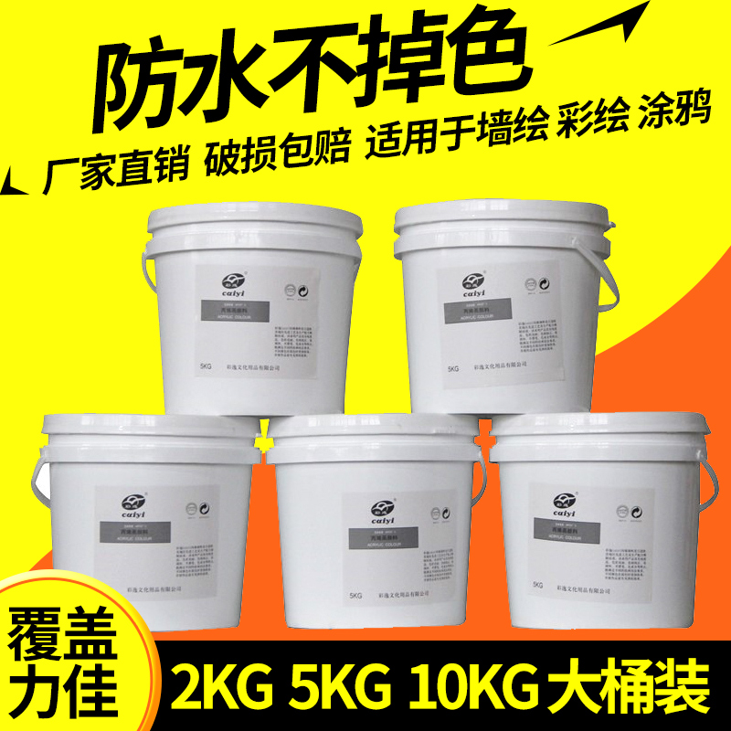 彩逸2kg/5kg/10kg大桶丙烯颜料墙绘手绘外墙假山涂鸦彩绘防水不掉色彩绘颜料室内外儿童轮胎画创作美术生专用