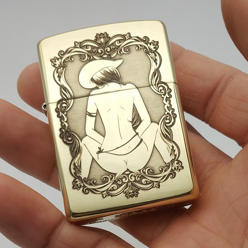 维泓旗舰店的优惠券大全—芝宝zippo煤油打火机纯铜盔甲精雕性感美女