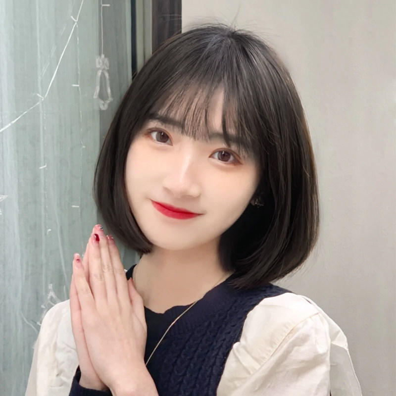 波波头假发女全头套真发全真人发2021年新款时尚中老年短发假发套