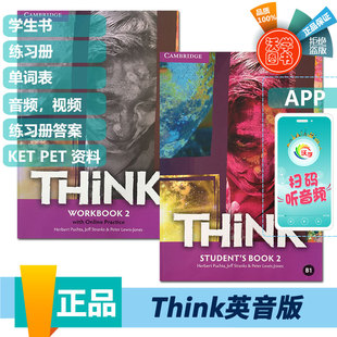 原版进口剑桥大学出版社KET/PET考级英语教材THINK 2 级 学生书+练习册B1标准英版英式发音