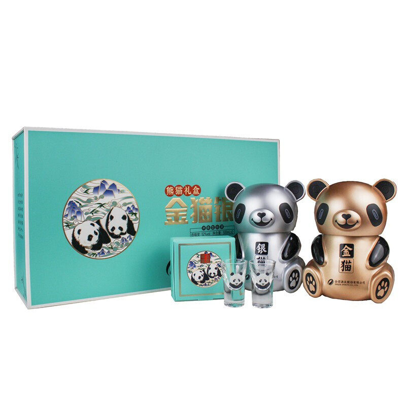 舍得酒金猫银猫礼盒装52度500ml*2瓶 熊猫造型摆柜收藏浓香型白酒