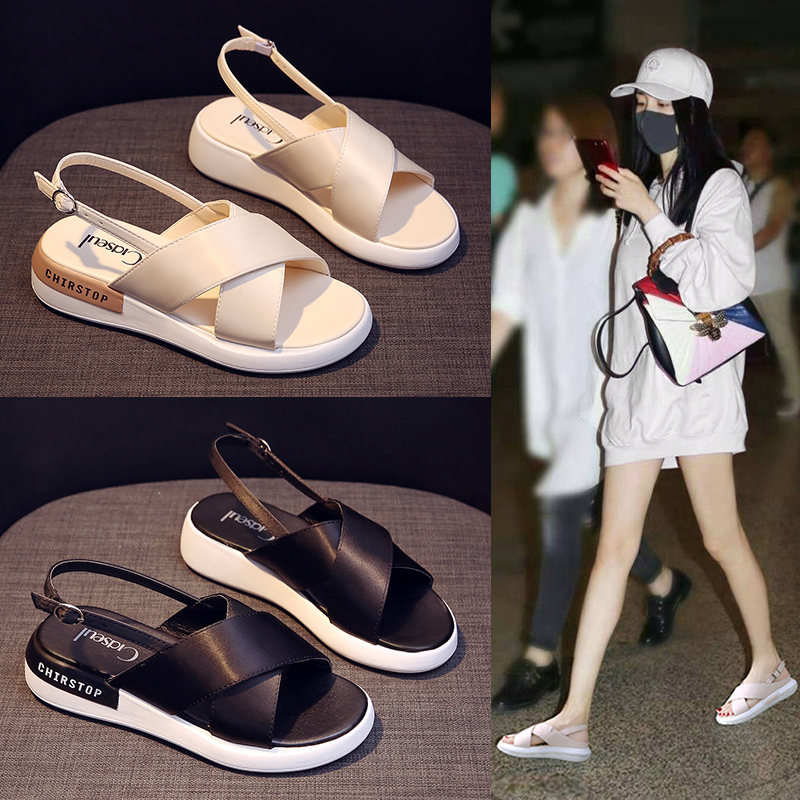 Meichen Sandals Female 2021 summer new pattern motion Sandy beach leisure time The thickness of the bottom Shallow mouth Rome Youth soft solein the Women's Shoes, High shoes category - from Buy2taobao.com to provide professional Taobao agent buy service