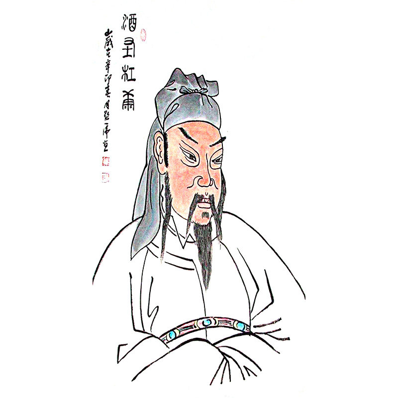 酿酒始祖杜康画像挂画祖师爷少康ca酒圣丝绸画酒馆酒厂酒w窖装饰