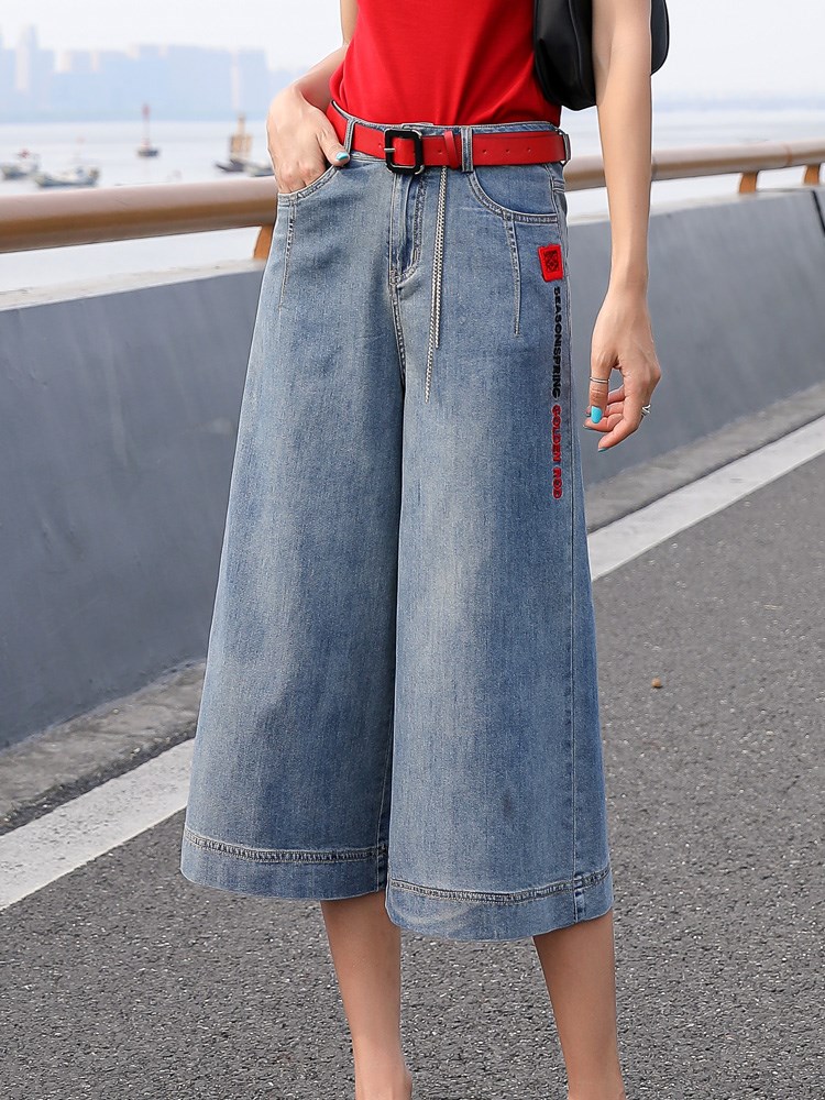 牛仔裤女七分裤2020夏季新款宽松直筒裙裤高腰显瘦垂感薄款阔腿裤