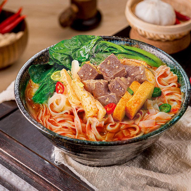 【满99元任选4件】白马良膳香辣牛肉河粉速食冲泡优质夜宵方便