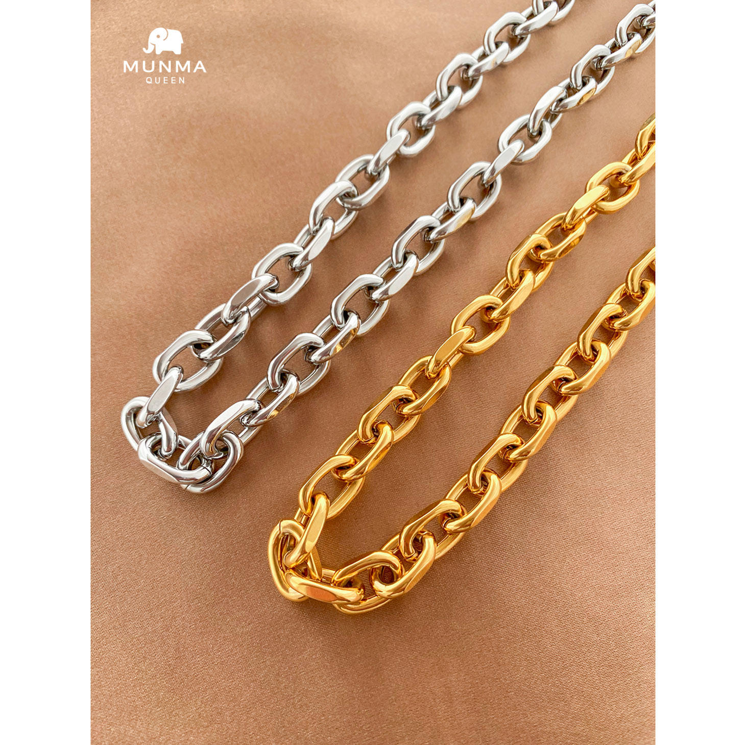 欧美大粗链女个性夸张链条项链ins风小众情侣镀金粗链子2021新款